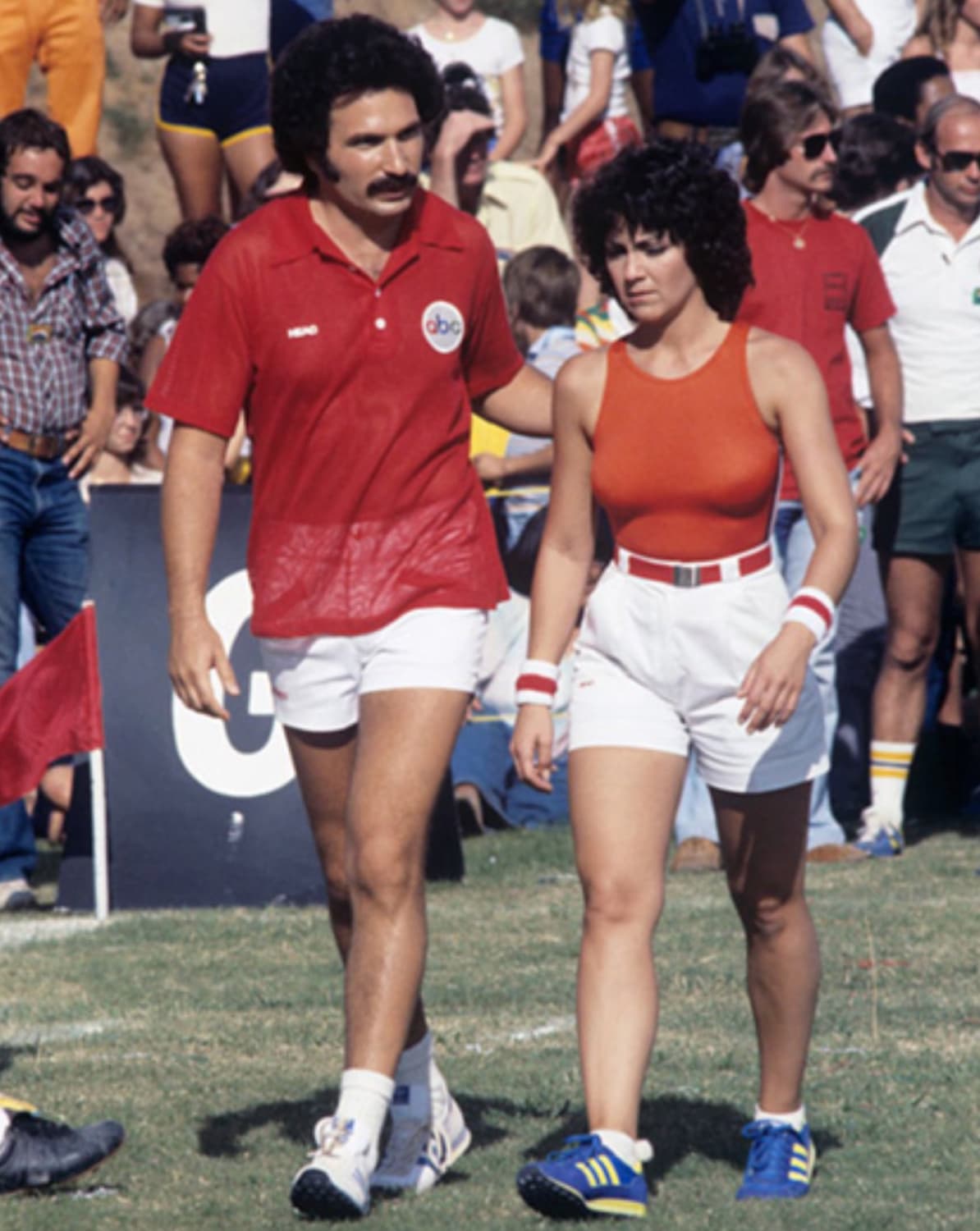 “Gabe Kaplan and Joyce DeWitt discuss strategy, Battle of the Network Stars, 1978.”